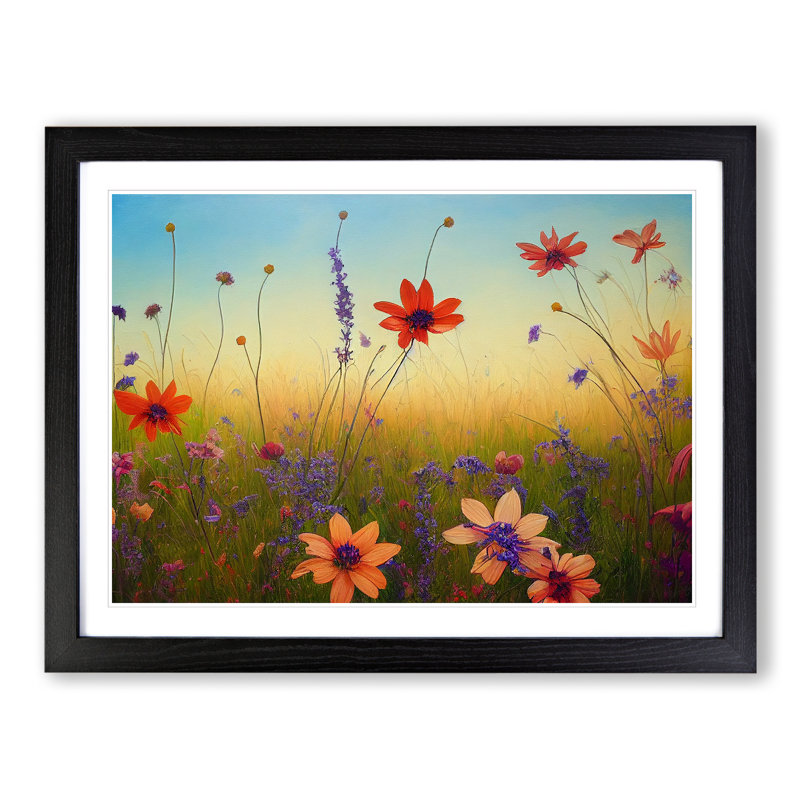 Mind Blowing Wildflowers Floral - Framed Print, Black Framed, 46cm H x 64cm W