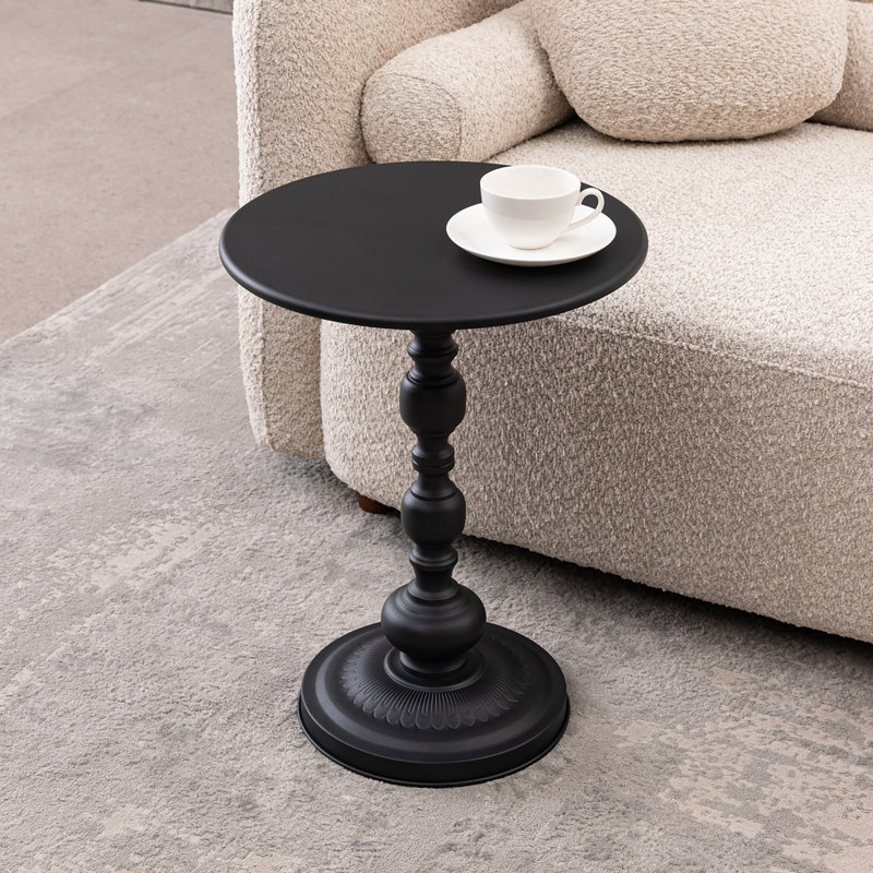 2P Vintage Metal Coffee Table, Round Side Table