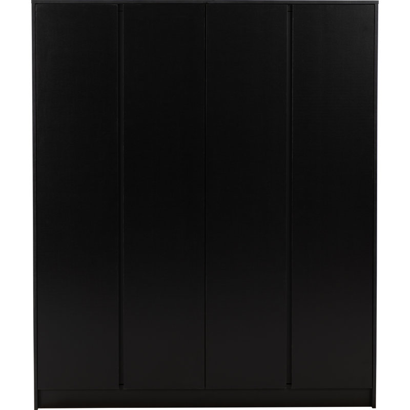 4 Door Manufactured Wood Wardrobe, Black