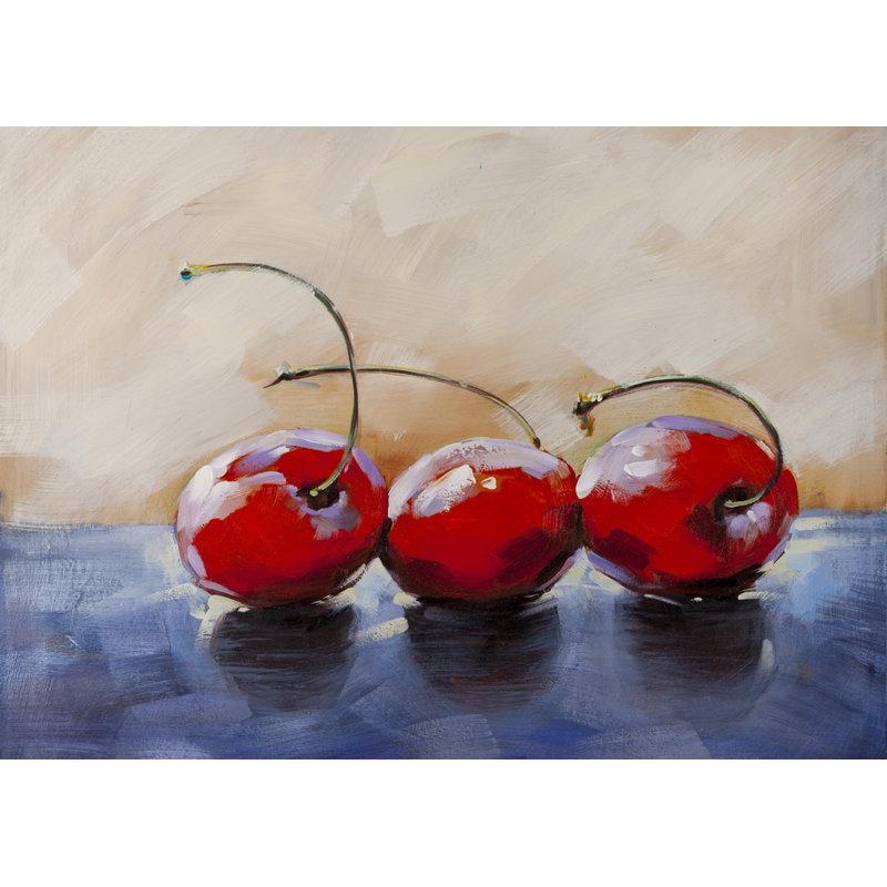 Three Cherries - Red Framed Canvas for Home Decor
