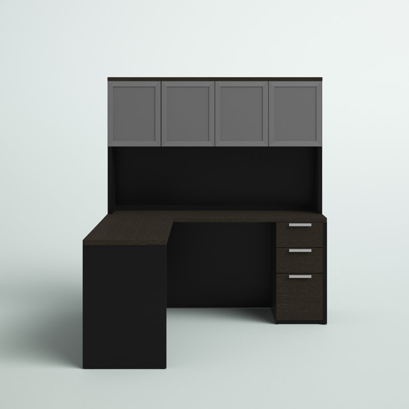 Glidden Modular L-Shaped Executive Desk, Black