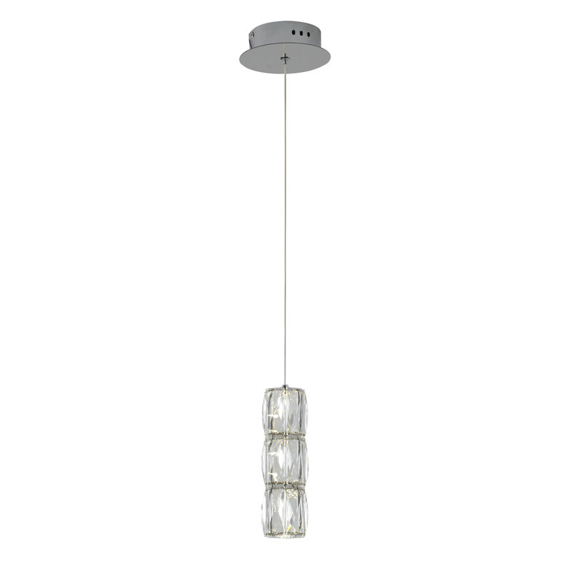Luminaire suspendu cylindrique en cristal 3 lumières Transitional