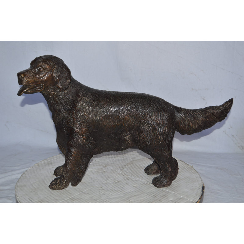 Leamington Golden Retriever dog bronze statue - Size: 26"L x 7"W x 16"H. 