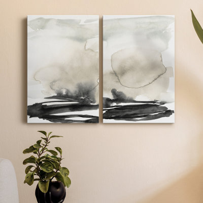 Toile tendue avec châssis Ebony Horizon Triptych I - prêt à accrocher