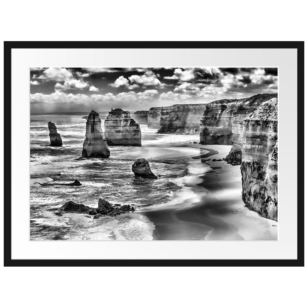 Gerahmtes Poster Meer Klippe Küste Steine Strand