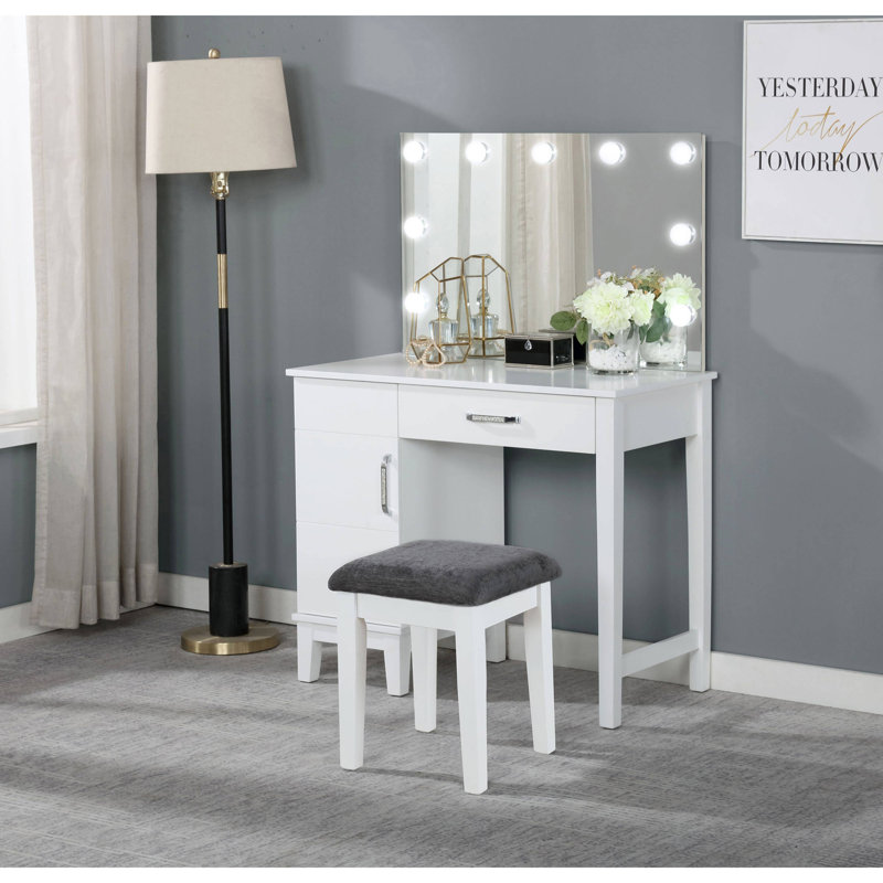 Vanity Set With Lighting And Stool