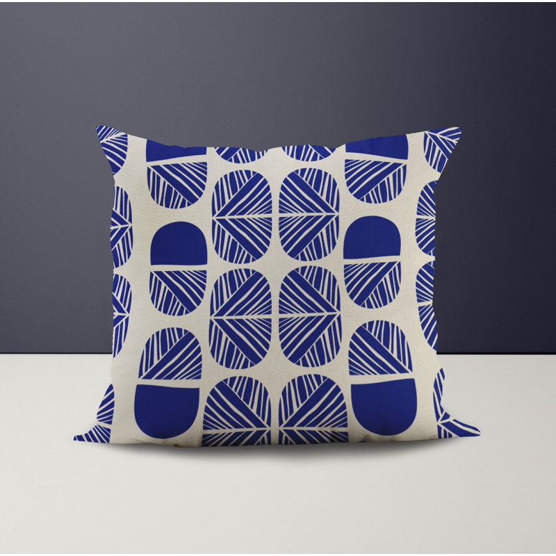 Jeté carré en polyester intérieur / extérieur, L 17 po x H 17 po, Bleu marine