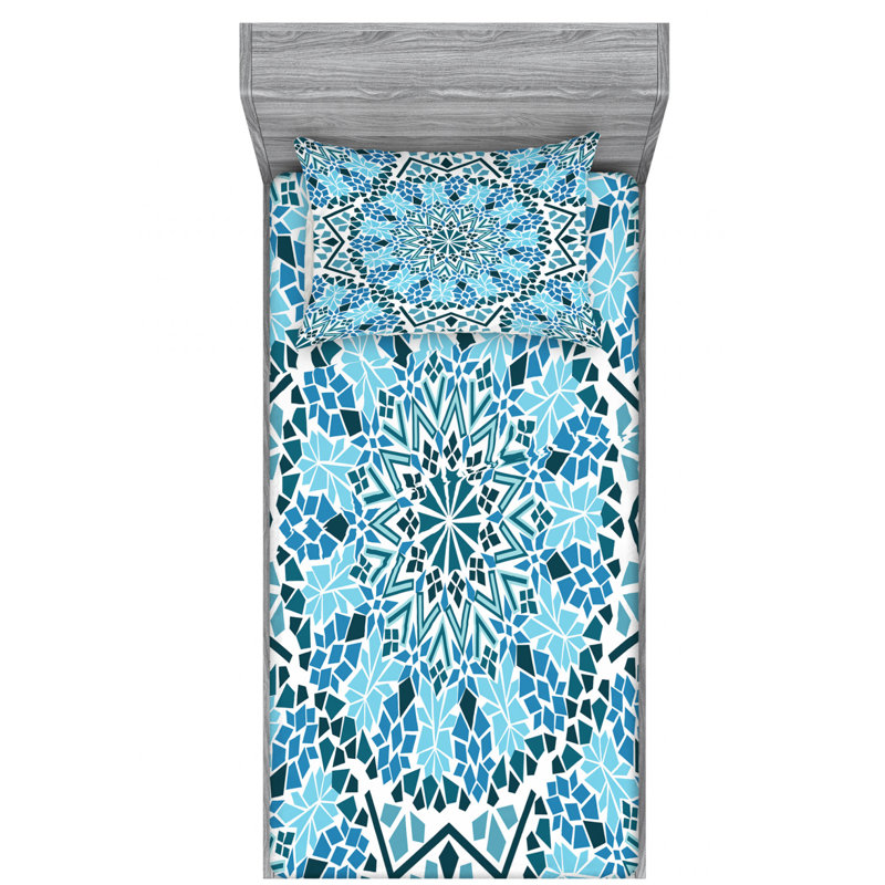 Microfiber Geometric Sheet Set, Twin XL Sheet Set with Fitted Sheet