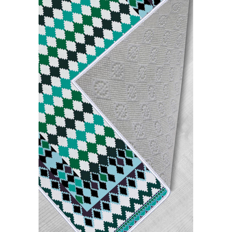 Tapis tissé de qualité supérieure (1,6 x 2,6 pieds), 100% polyester, d'une hauteur de poils de 0,3 po | Pois antibactérien antidérapant en PVC | Lavable à la machine, impression numérique 3D | Idéal pour le salon, la chambre à coucher et le vestibule
