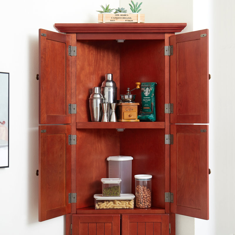 4-Tier 72" Corner Kitchen Pantry Storage Cabinet With 8 Doors Tall Storage Cabinet, Corner Cabinet And Shelves, Home Farmhouse Bookshelf Cabinet For Bathroom, Living Room, Kitchen