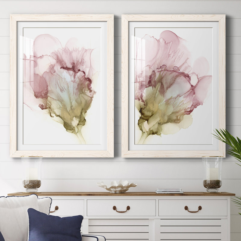 Floraison rose I encadré mat - prêt à accrocher, H 37,5 po x l 55 po x P 1 po, Cadre blanc