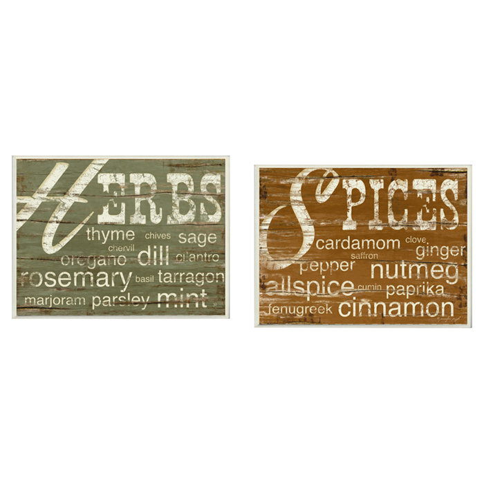 « herbes and épices », ensemble de 2 plaques murales d’art textuel