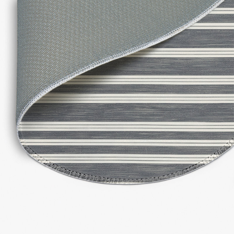 Tapis intérieur / extérieur gris HorizontalStripes, Rond 5 pi