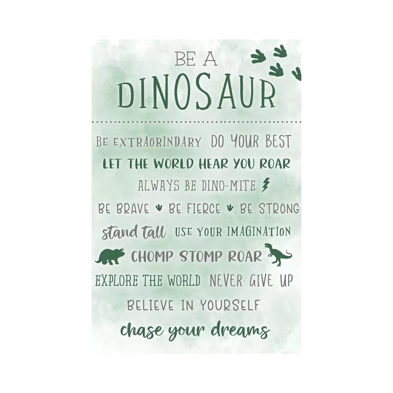 «Be a Dinosaur» par Natalie Carpentieri, reproduction d'art textuel sur toile tendue, H 60 po x l 40po x P 1,5 po