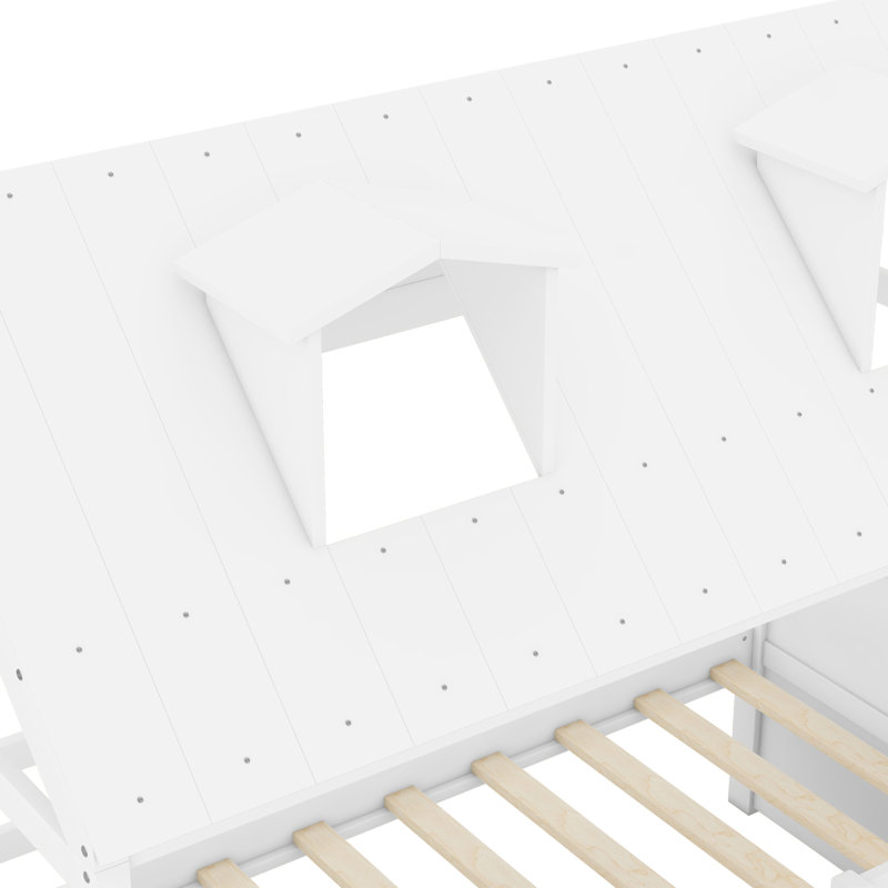 Structure de lit simple en bois, White