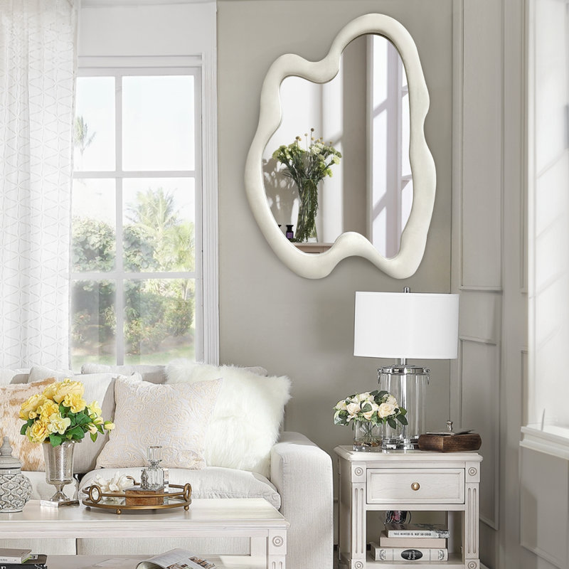 Gotthold Asymmetrical Wall Mirror, 28" x 36", Beige