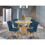 L'ensemble de table de cuisine 5 pièces comprend une table de salle à manger ronde avec des feuilles et des tablettes et 4 chaises rembourrées en tissu de lin beige clair, lin blanc-897656907-897656908-820695259