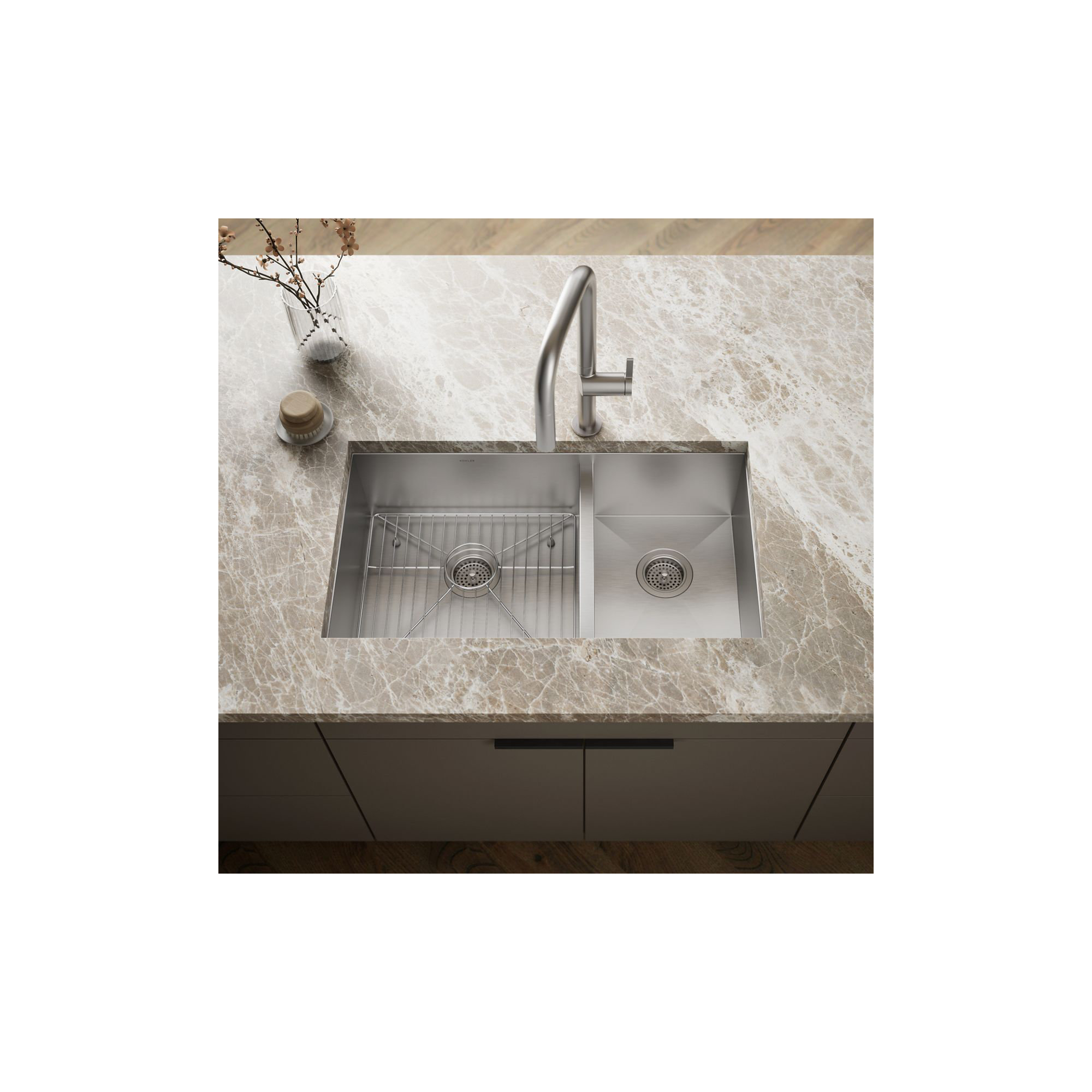 Vault 33" L x 22" W Dual Mount Kitchen Sink, 3 holes