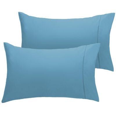 LuxClub 2 PC Light Blue Queen Performance Microfiber Solid Pillowcase Set