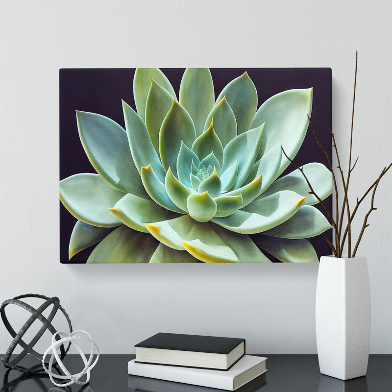 XXX-H1022-WF-10042X Watercolour Succulent Plant Vol.5 - Wrapped Canvas Painting, 40cm H x 60cm W x 3cm D