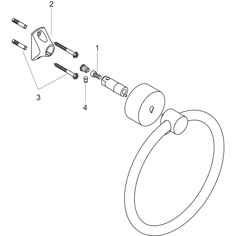 AXOR Uno Wall Mounted Towel Ring, Chrome