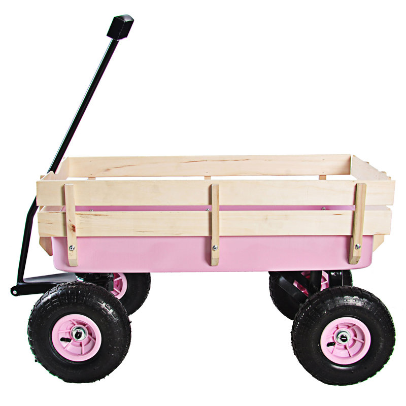 Outdoor Wagon All Terrain Pulling Garden Cart, Pink