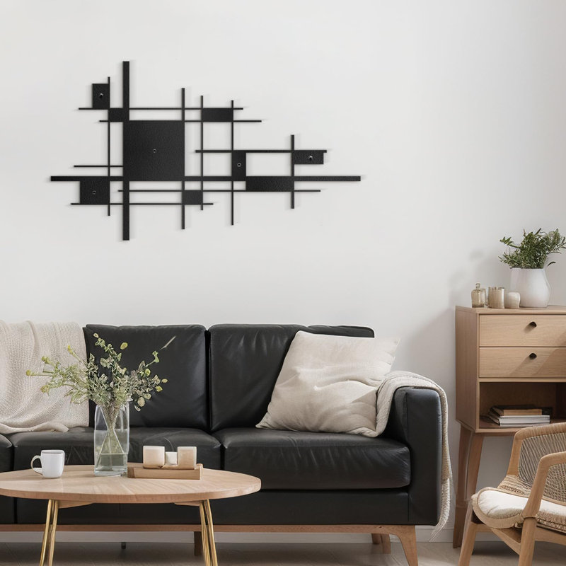 Décoration murale en métal, Noir, H 15 po x l 30 po x P 0,05 po