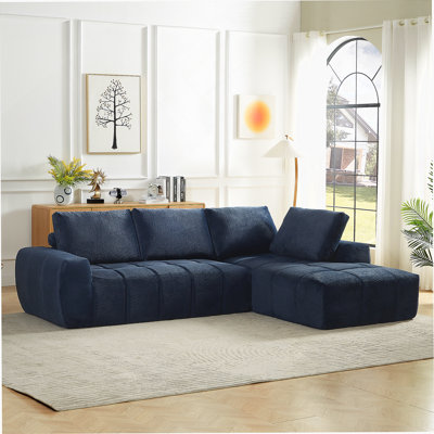 Boneless L-Shape Sectional Sofa, Mnimalist Design Couch For Living Room, Apartment