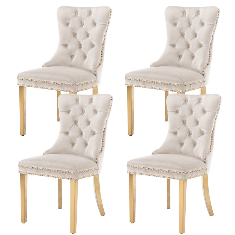 Chaise de salle à manger Kenta, Naturel, Or blanc