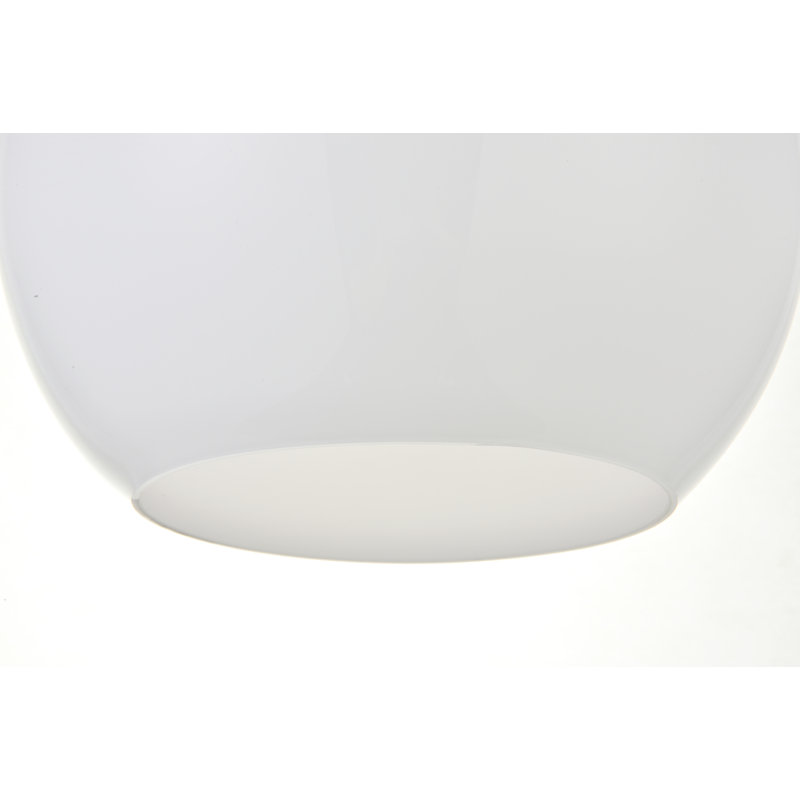 Luminaire suspendu sphérique simple à 1 lumière Snead, Laiton, Blanc givré, H 70 po x l 9,8 po x P 9,8 po