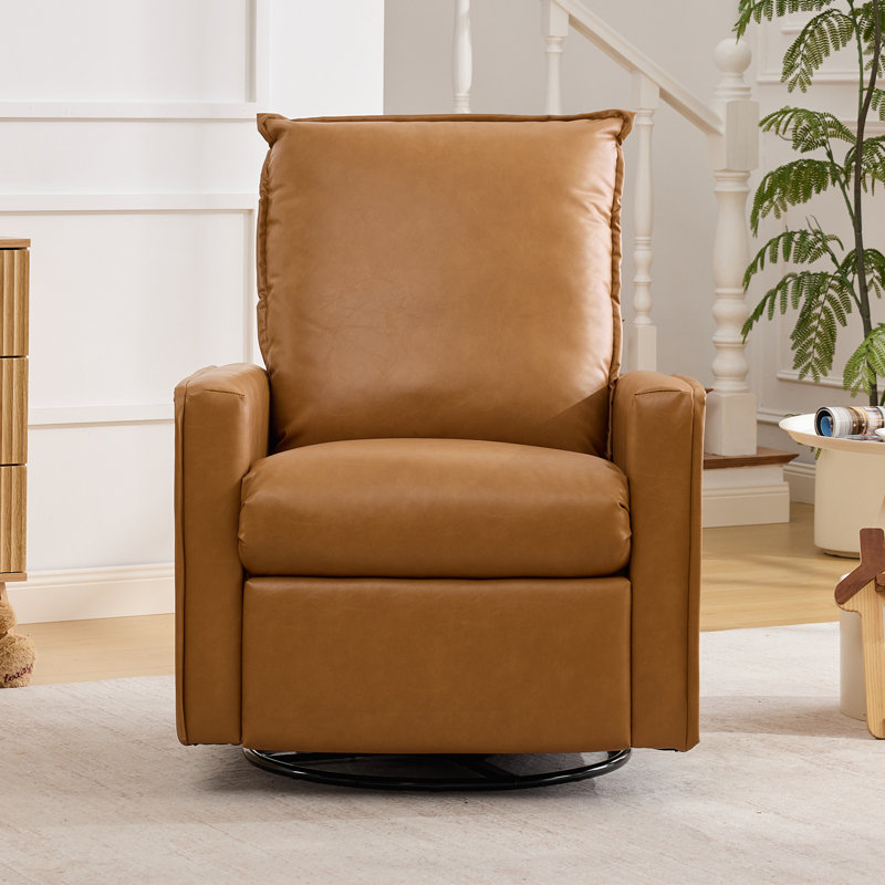 Fauteuil inclinable à bascule pivotant manuel rembourré pour chambre d'enfant, Brown