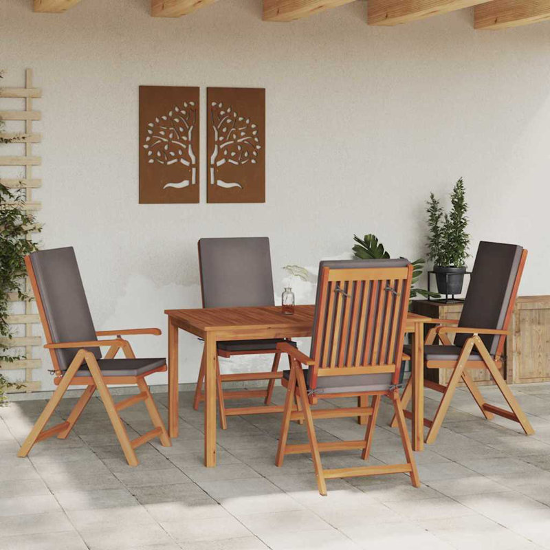 Chaise de jardin vidaXL 4 pièces brun et gris 57 x 71,5 x 104 cm, Gris