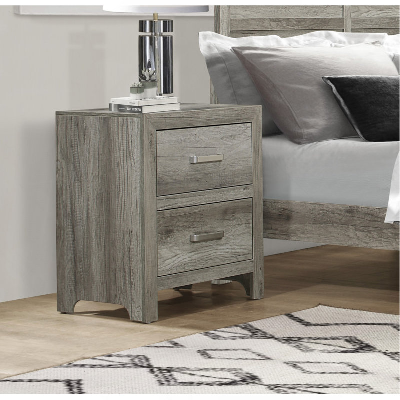 Table de chevet transitionnelle en simili bois plaqué