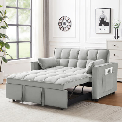 55.29'' Velvet Reclining Sleeper Sofa