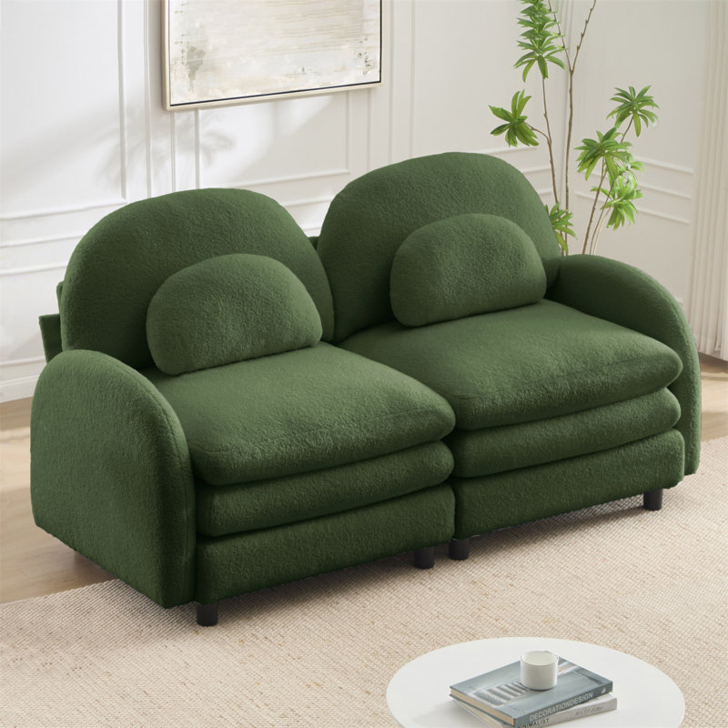 Canapé-lit Teddy, Vert, 35.4" H x 68.5" W x 33.8" D