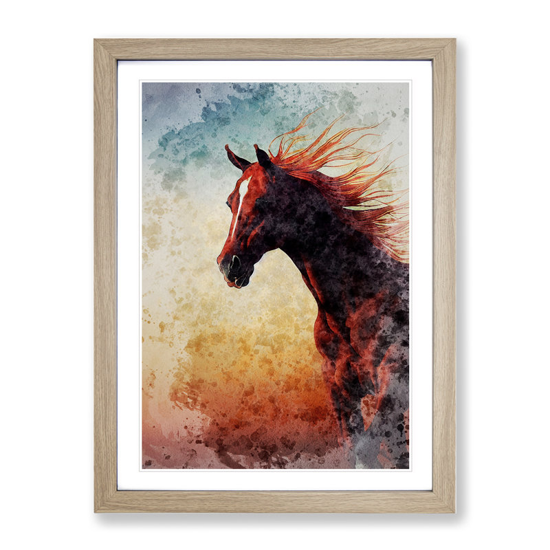 Majestic Horse - Framed Print, 46cm H x 34cm W x 2cm D, Oak