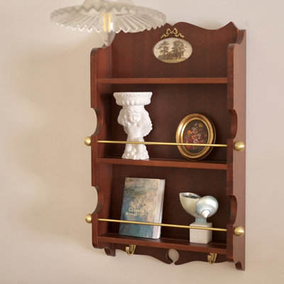Solid wood + Metal Wall Mounted 3 Shelves, Modern Decor Display Shelf for Bedroom, Bathroom, Kitchen, Living Room