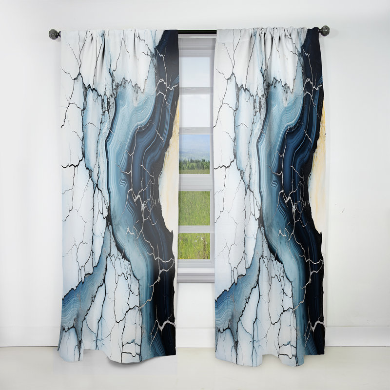 Cho Blue Stone Geode Minimalism II - Traditional Velvet Curtain - Room Darkening - 1 panel, 52" W x 84" L