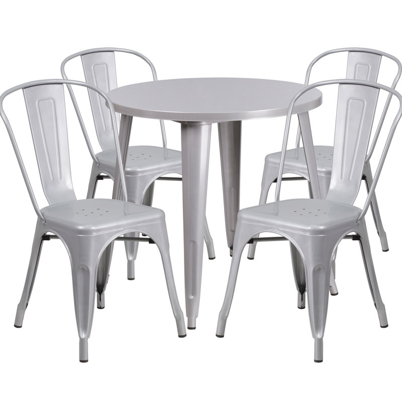 Ensemble de salle à manger 5 pièces Alizee, Argent