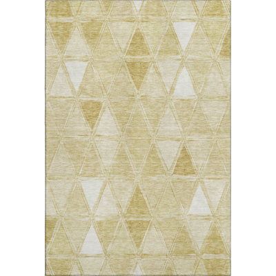 Premium Machine Washable Prisco Gold Rug