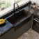 Fireclay Farmhouse Apron Kitchen Sink With LED Function Kitchen Faucet
