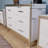 White 3-piece Set, Dressing Table And Two Bedside Tables With Metal Handles And Mirror Decoration, Elegant And Subtle