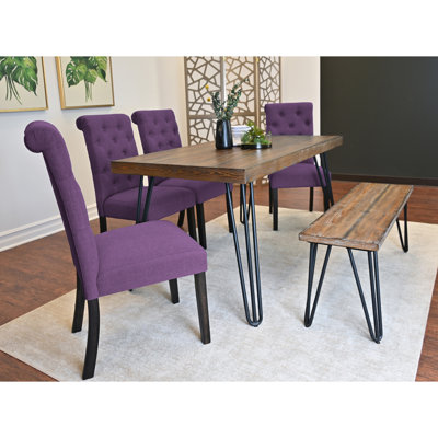 6 Dining Package Group: Hairpin Table, 4 Attractive Chairs, Bench Group Assembly Kit: