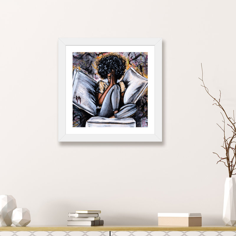 «All I Have ...» par l'artiste Ria - reproduction, H 24 po x l 24 po, Toile avec cadre en bois beige, Blanc