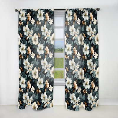Motif tropical tropique monochrome I - Rideau floral - Rideau floral obscurcissant - 1 panneau