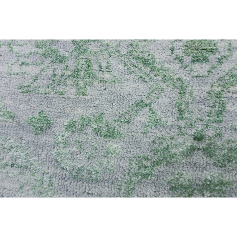 Tapis argenté / vert clair de haute qualité noué à la main, Rectangle 9 pi x 12 pi