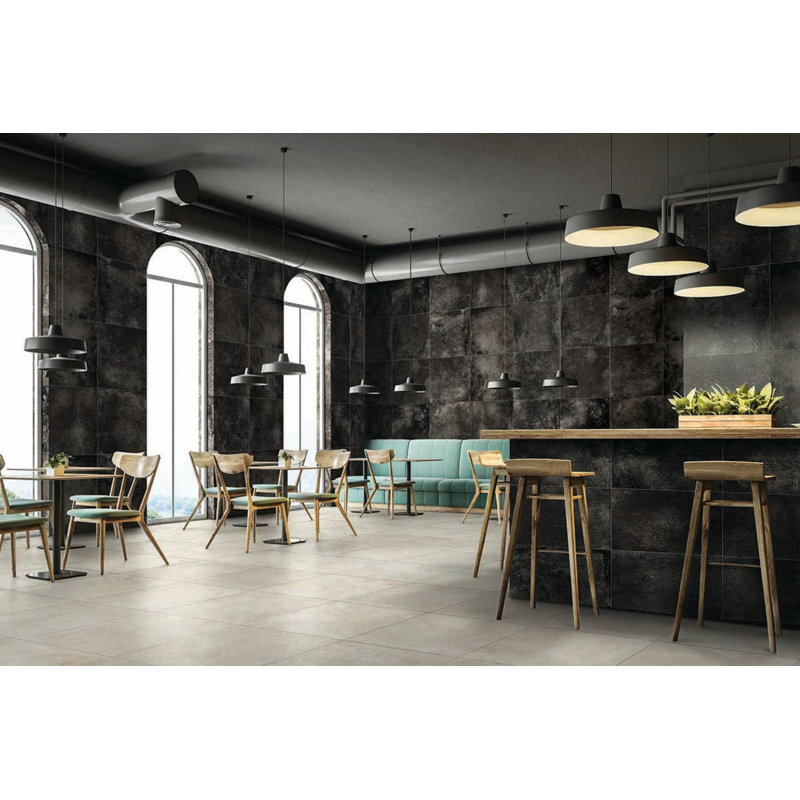 24" x 24" Porcelain Stone Look Wall & Floor Tile, Black
