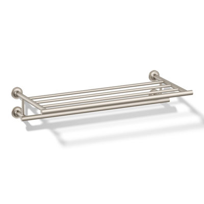 Purist 24" Hotelier Metal Wall-Mount Bathroom Shelf, Towel Holder