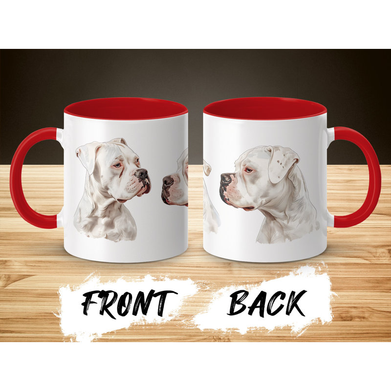 Artistic White Boxer Dog Design 11oz Coffee Mug, 2