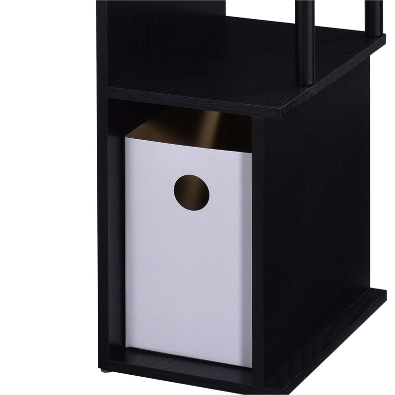Bureau noir avec plateau pour clavier et espace de rangement pour ordinateur avec de nombreuses possibilités de rangement